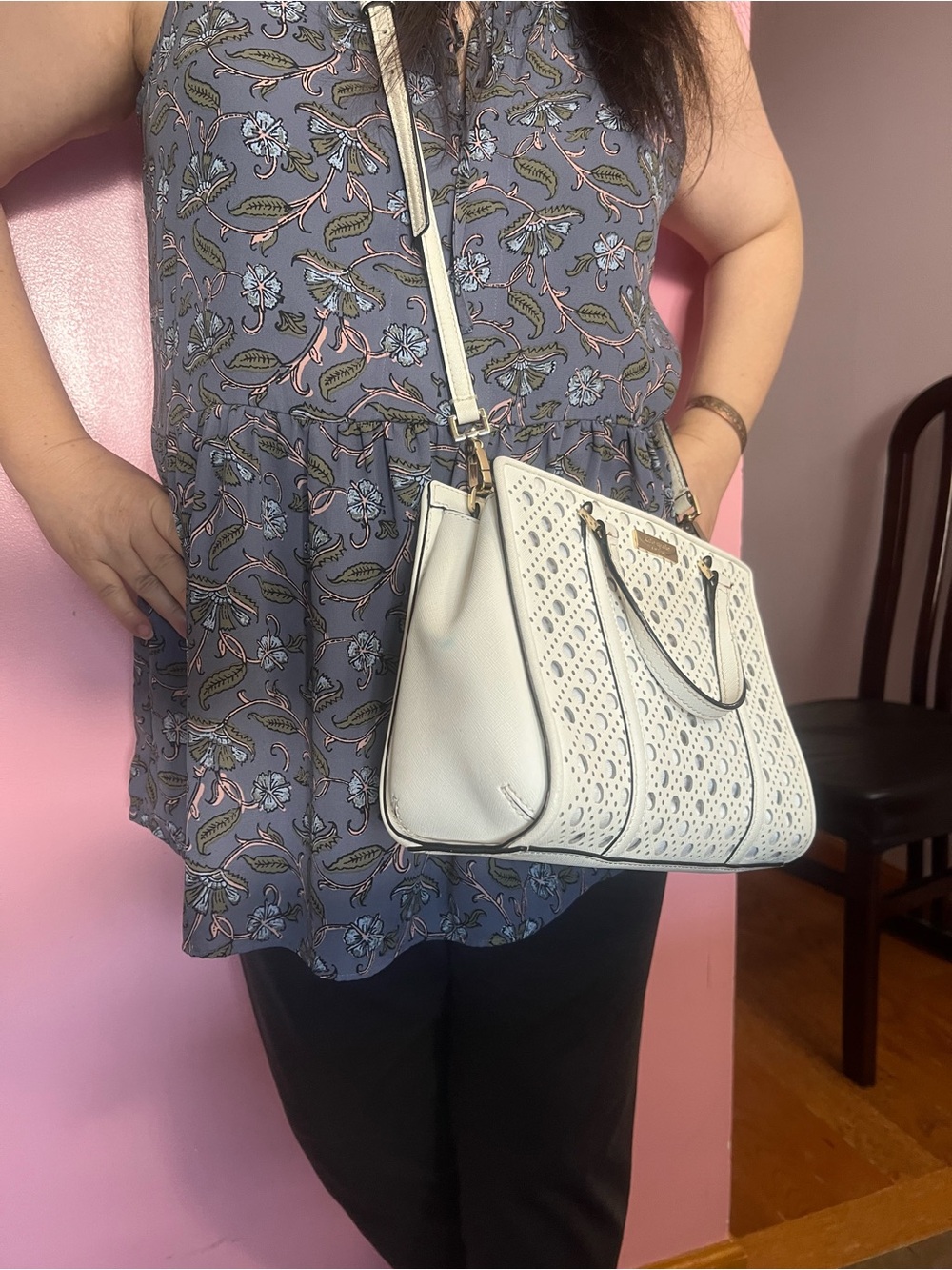 Kate Spade White Leather Tote Bag/purse w
Strap - Picture 9 of 9